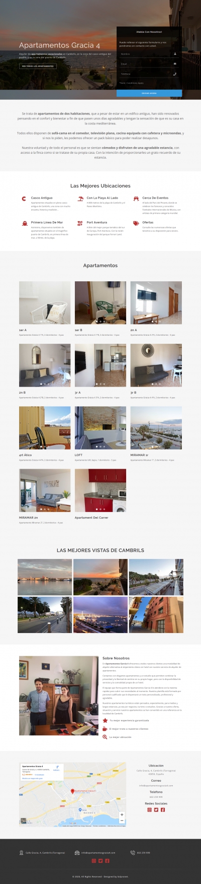 Diseño web Landing page para empresa de Apartamentos en Cambrils